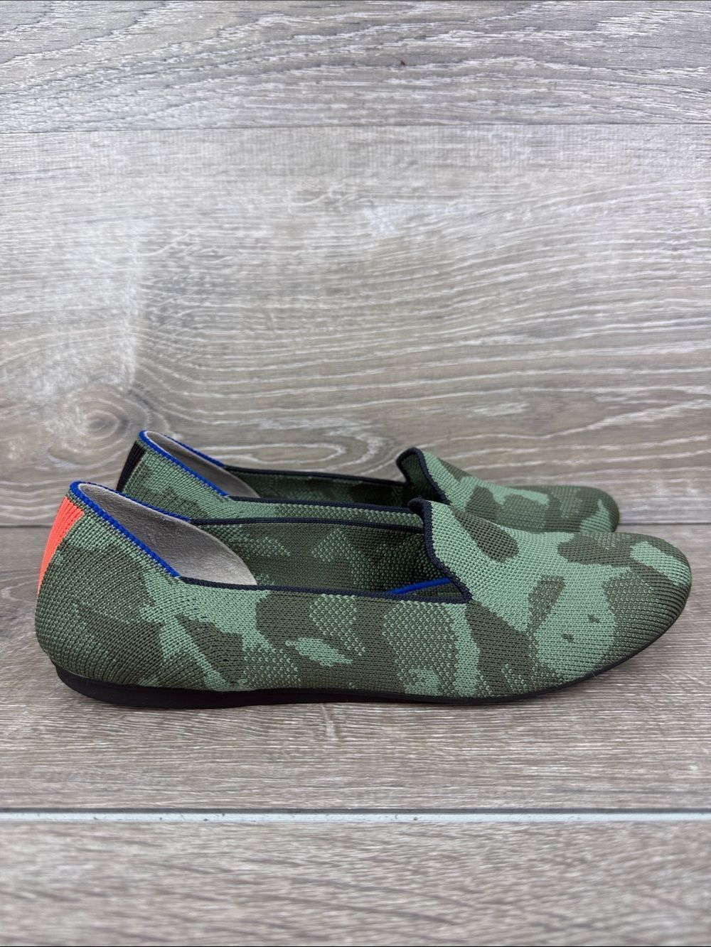 Rothy’s “The Loafer” Women’s Sz 7.5/EU 38 Olive Green Camo Slip On Loafers